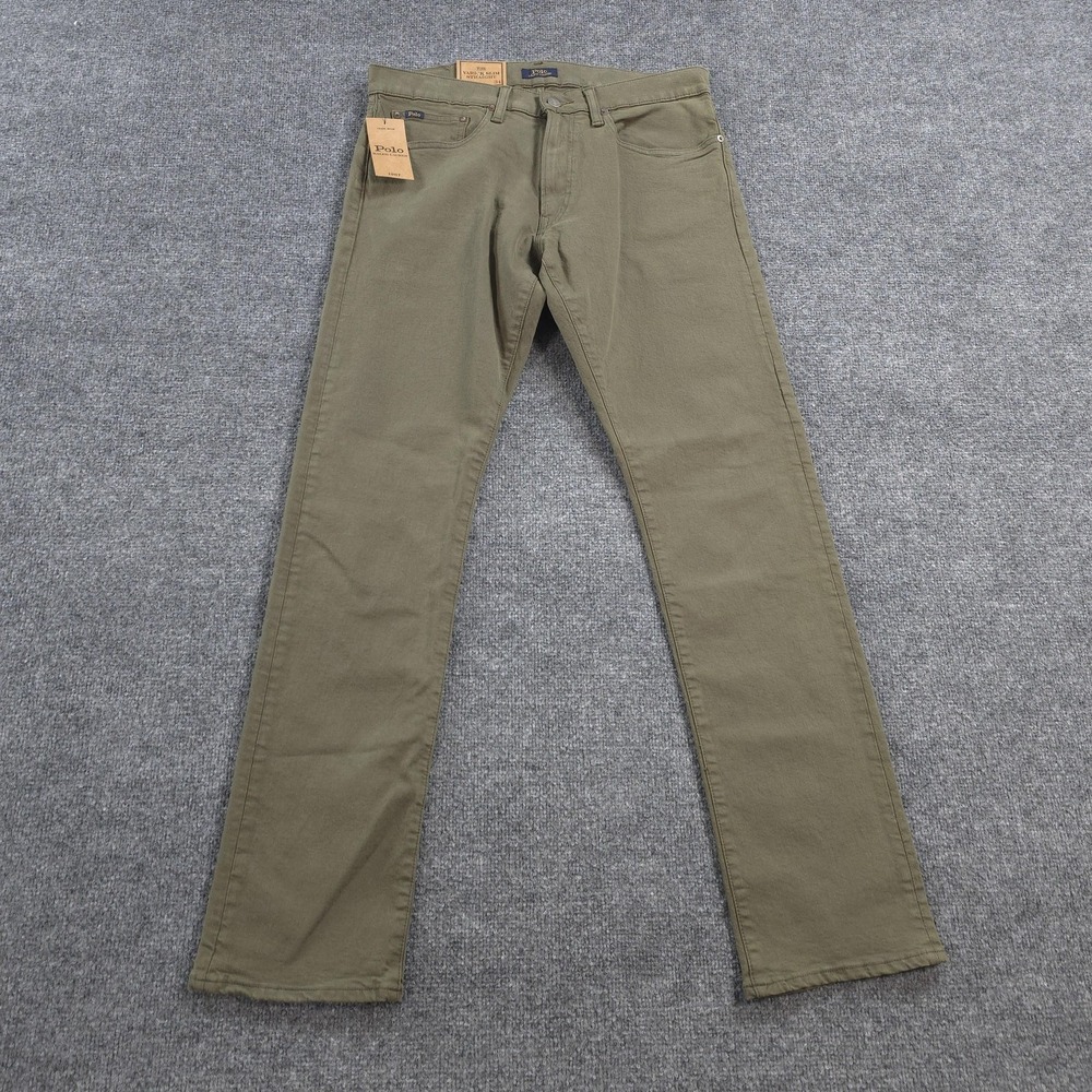 Polo Ralph Lauren Jeans Mens 32x34 Green Varick Slim Straight Dyed Denim NEW
